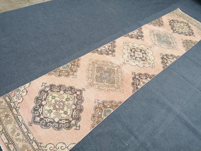 2.9 x 12.6 oushak turkish runner, vintage wool rug, hallway runner, vintage handmade runner, kitchen runner rug