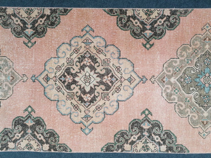 2.9 x 12.6 oushak turkish runner, vintage wool rug, hallway runner, vintage handmade runner, kitchen runner rug
