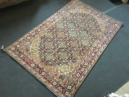 4.3 x 6.6 handmade persian rug, vintage kitchen floor rug,